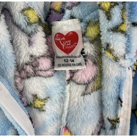 Made with Love and Kisses Fuzzies Pajamas Romper Shorts Girls 12-14 Unicorn - Picture 7 of 8